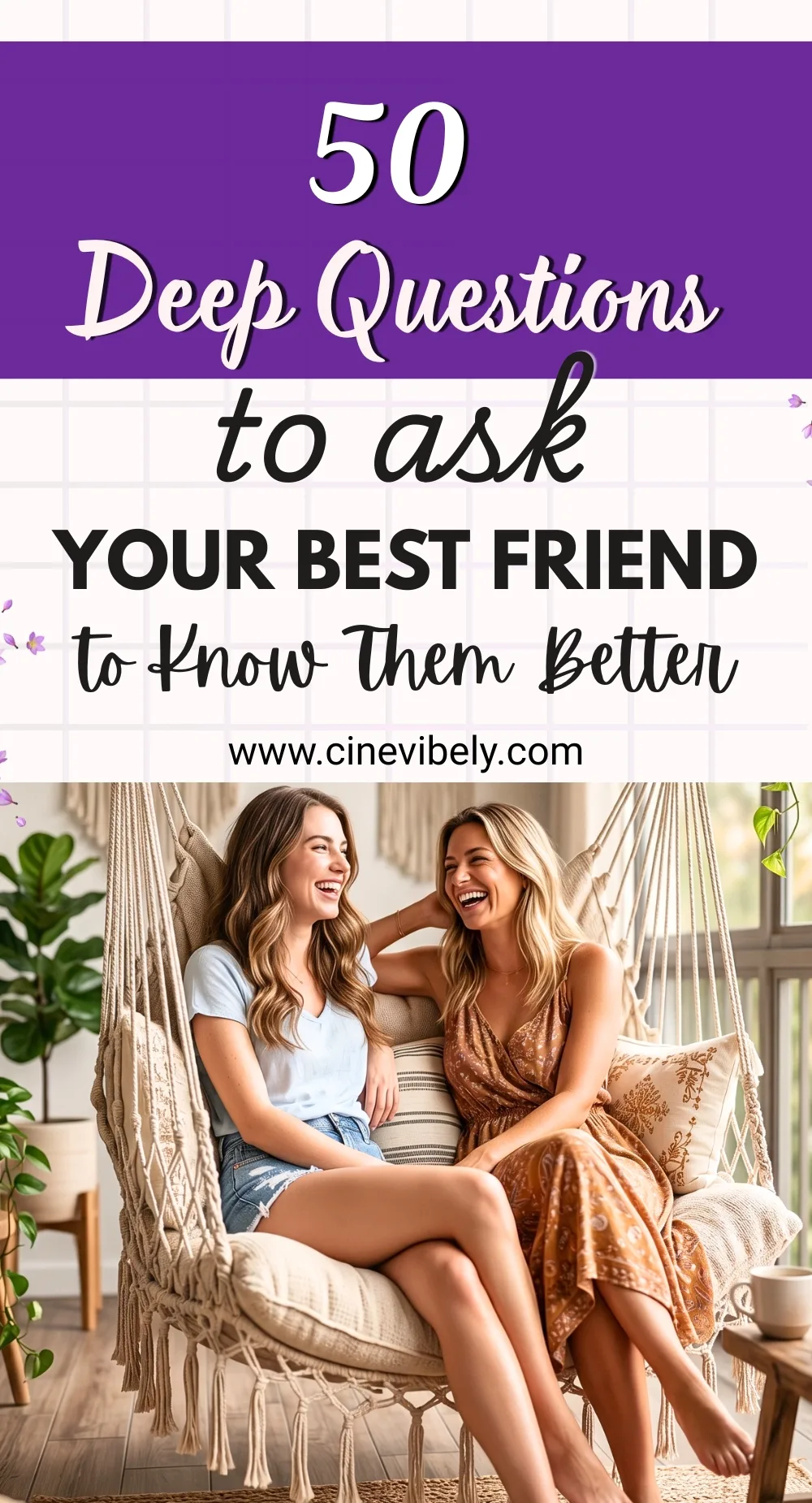 Two women laughing each other while asking deep questions