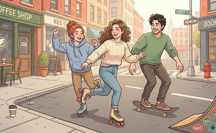 Play Skate board / Roller-Skate With Friends