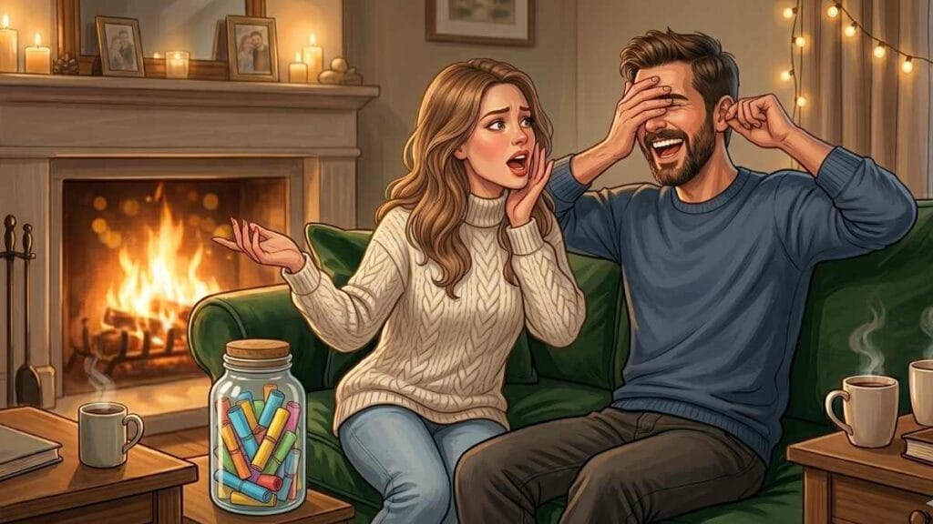 A funny couple activity of imitating each other