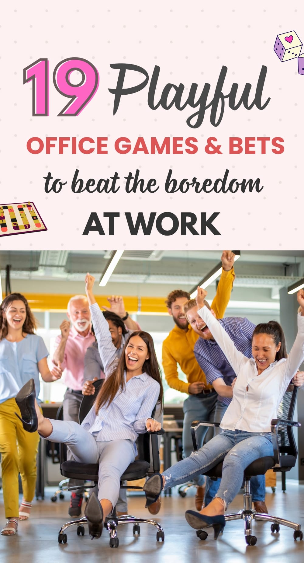 Employees bonding and laughing during a lighthearted office challenge