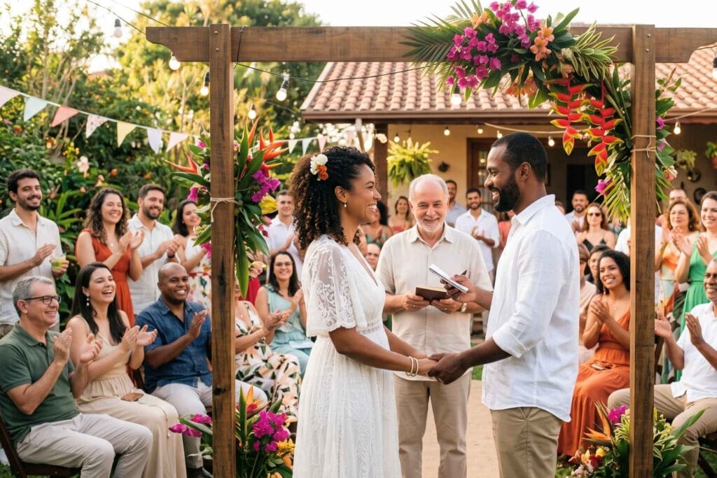 Couple recreating their vows